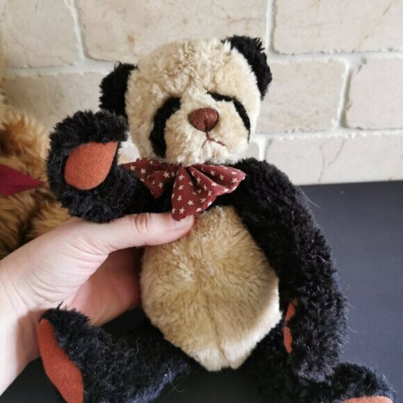 2 Retro Teddy Bears, Gregory Russ Bear and Jointed Ganz Panda Plush - Picture 5 of 6